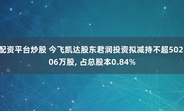 配资平台炒股 今飞凯达股东君润投资拟减持不超502.06万股, 占总股本0.84%